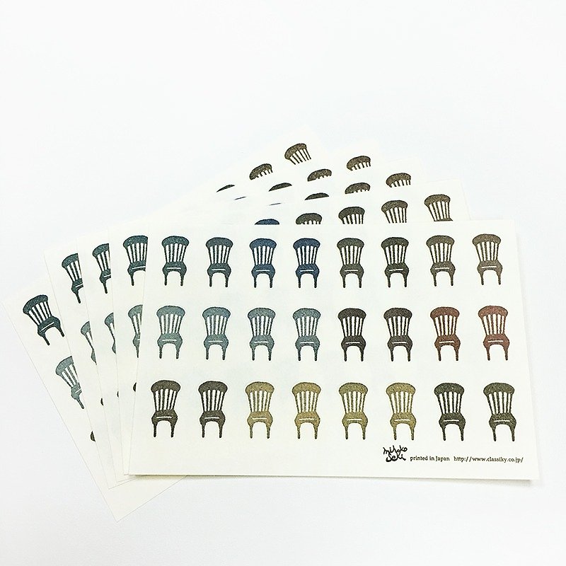 Classiky x Mihoko Seki Small Seal【Chair (45333-03)】 - Stickers - Paper Multicolor