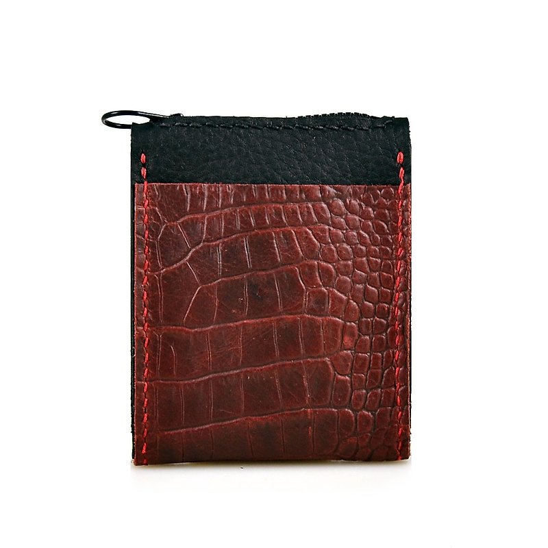 [U6.JP6 Handmade Leather Goods]-Hand-stitched imported cowhide. Coin purse/ card holder/ business card holder/ universal bag (for men and women) - Wallets - Genuine Leather Red