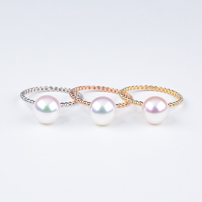 Akoya simple and lightweight 18K gold ring - General Rings - Pearl 