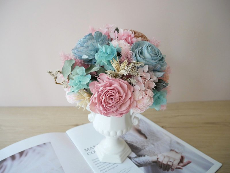 Classical Immortal Hydrangea Dry Pot Flower [Quiet Pink Blue] Opening Ceremony/New Residence/Customized - ตกแต่งต้นไม้ - พืช/ดอกไม้ สีน้ำเงิน