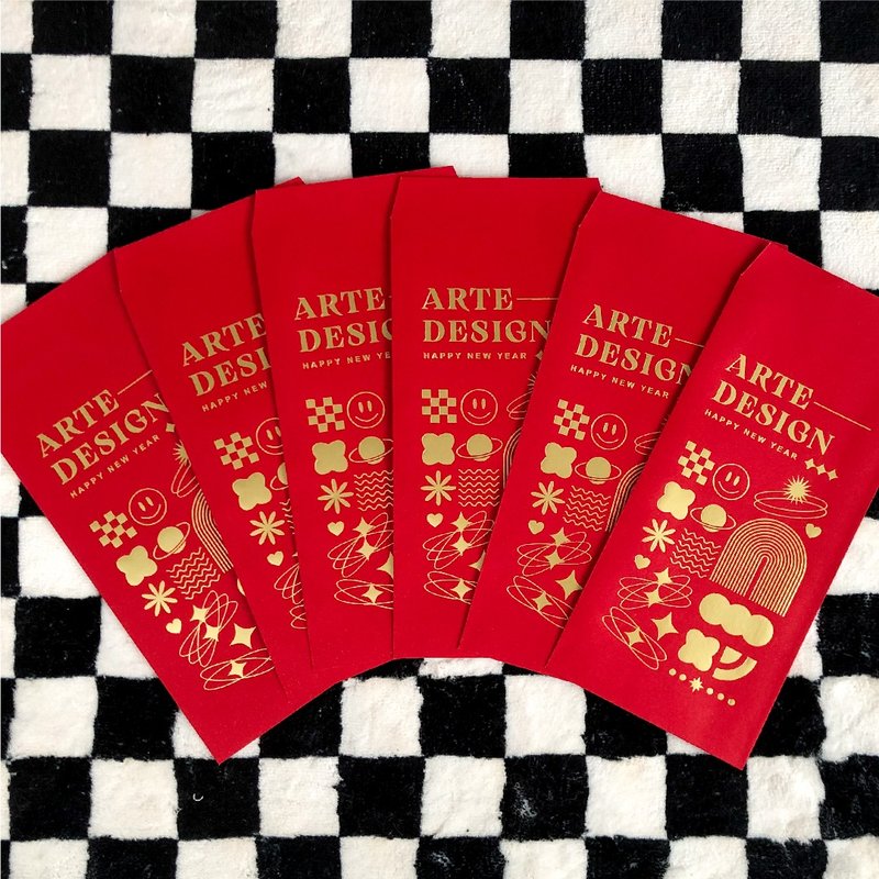 Branded red envelope bag/Y2K style hot stamping (5 pieces) - ถุงอั่งเปา/ตุ้ยเลี้ยง - กระดาษ สีแดง