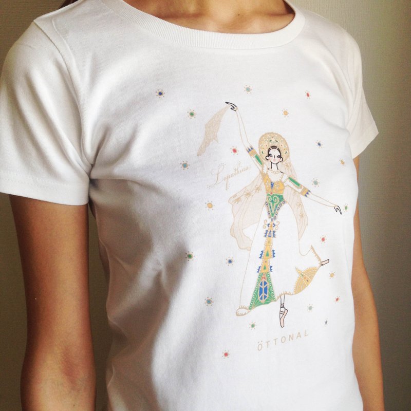 M / L Sold Out Lopert Kina Collaboration Russian Dance T-shirt Ballet / Ballerina - เสื้อยืดผู้หญิง - ผ้าฝ้าย/ผ้าลินิน ขาว