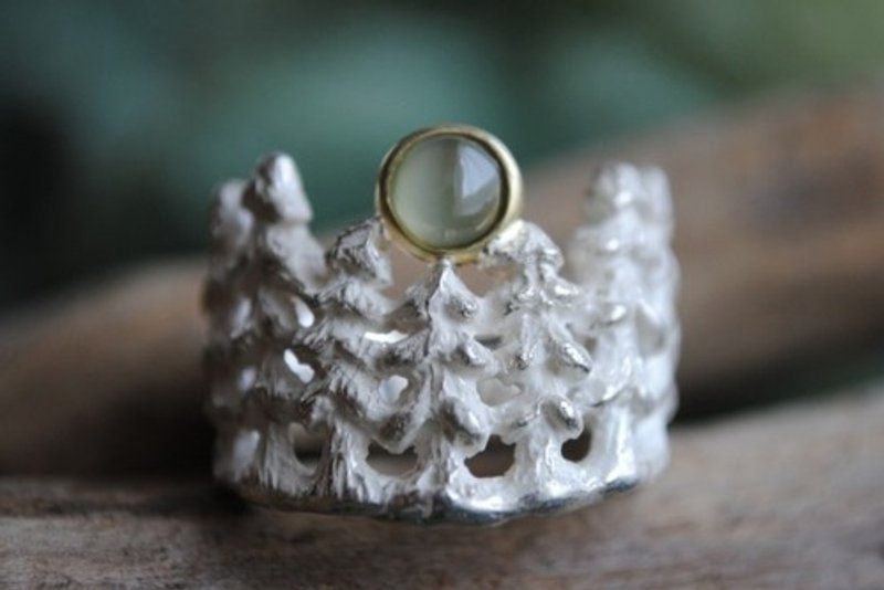 Pinkoi Proxy Purchase - [Made to order] Full moon ring over the forest <Nephrite version> - General Rings - Other Metals 