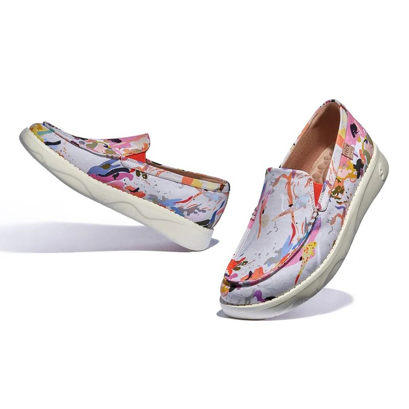 【Uin】Spanish original design | Color tattoo painted casual women's shoes - Women's Casual Shoes - Other Materials Multicolor