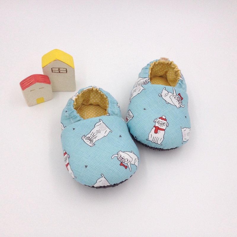 Trendy Pugs - Beginners/Growing Shoes - Baby Shoes - Cotton & Hemp Blue