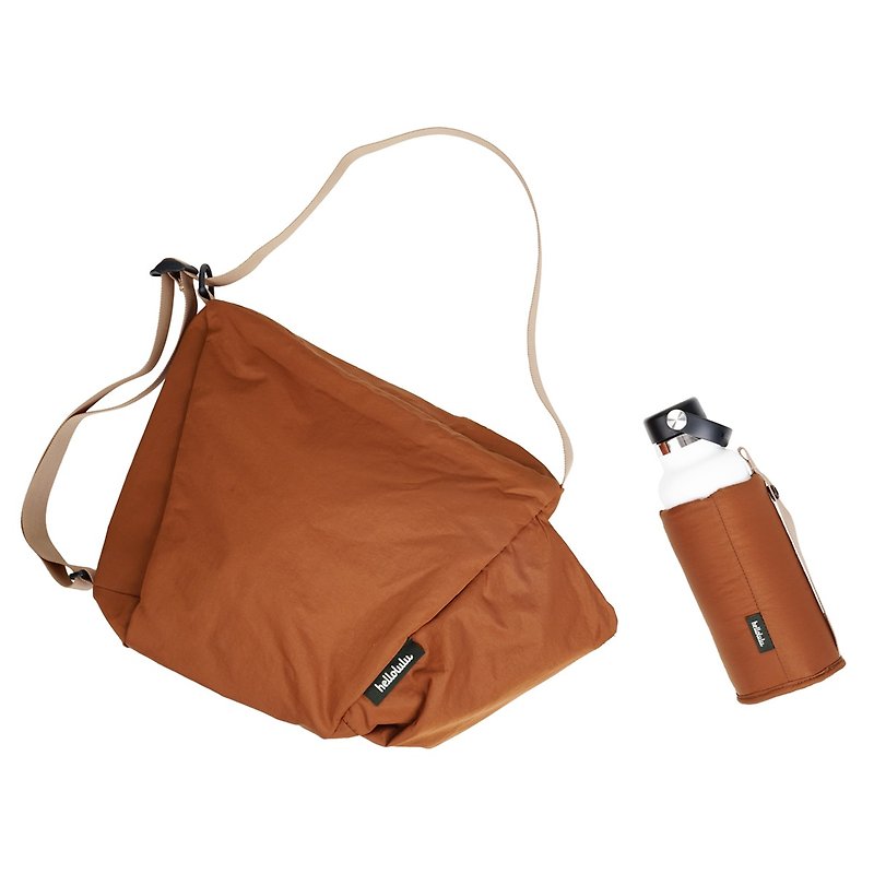 Sustainable RE Series | REA Daily Duo Shoulder Crossbody Bag (S Size, Cinnamon) - กระเป๋าแมสเซนเจอร์ - เส้นใยสังเคราะห์ สีนำ้ตาล