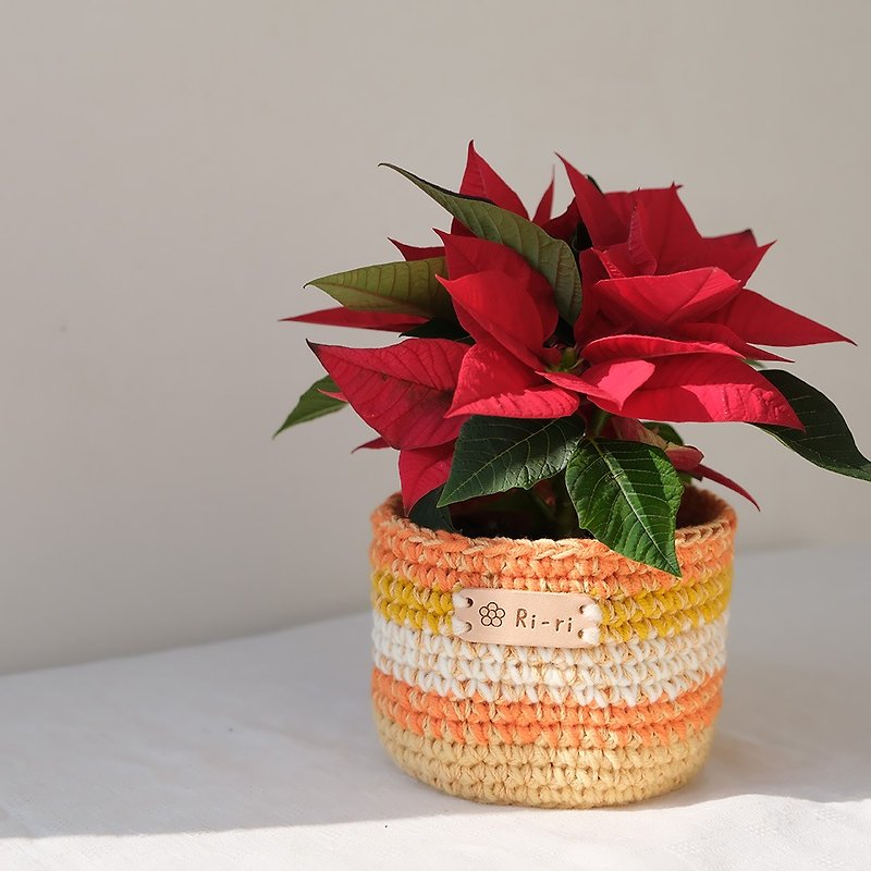 Cotton mixed color crochet plant pot cover - Christmas red not included - ตกแต่งต้นไม้ - ผ้าฝ้าย/ผ้าลินิน 