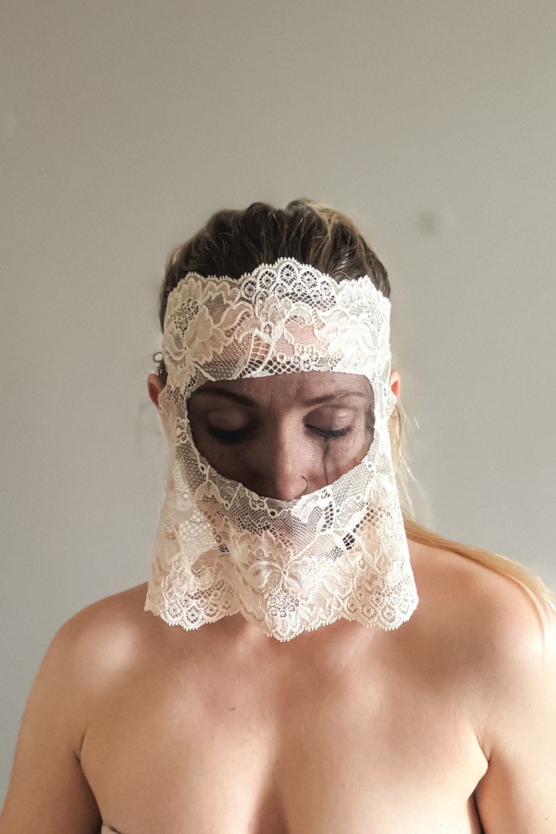 Lace sexy mask with beads - Fetish Blindfold mask - Sexy Eye mask - ผ้าปิดตา - อะคริลิค สึชมพู