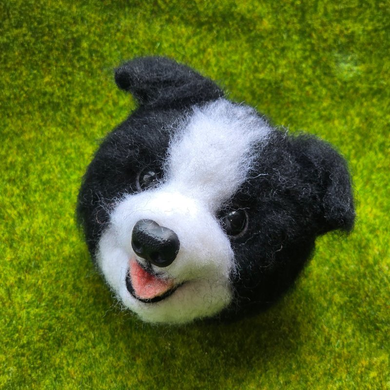 羊毛氈 邊境牧羊犬 邊牧寶寶吊飾 鑰匙圈(含壓克力球) - 鑰匙圈/鑰匙包 - 羊毛 黑色