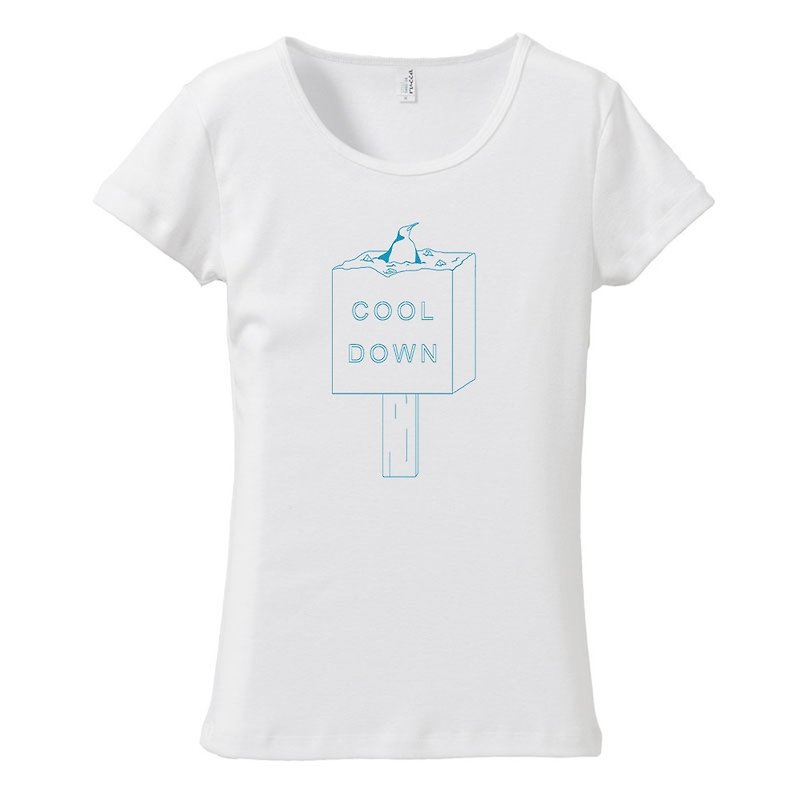 レディースTシャツ / cool down - 女 T 恤 - 棉．麻 白色
