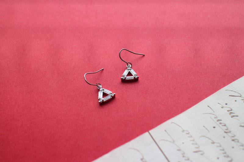 Moon light- Zircon earrings - Earrings & Clip-ons - Copper & Brass Silver