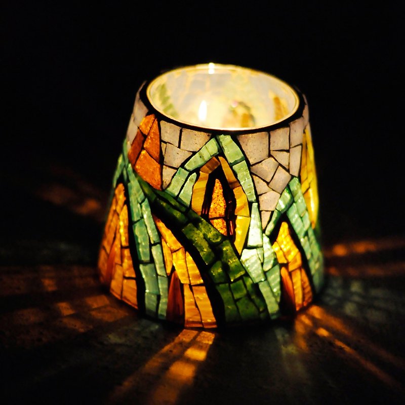 Yuanshan original design handmade glass mosaic candle holder romantic home decoration gift - เทียน/เชิงเทียน - แก้ว 