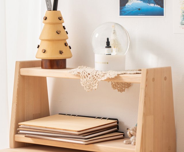 Log double shelf desk study and kitchen storage recommended good things natural solid wood primary color light color Shop feelosophy design Storage Pinkoi