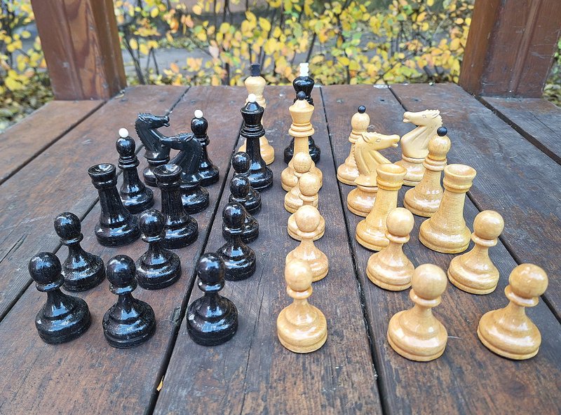 Soviet chess pieces set Grossmeister — weighted tournament chessmen USSR - 桌遊/卡牌 - 木頭 