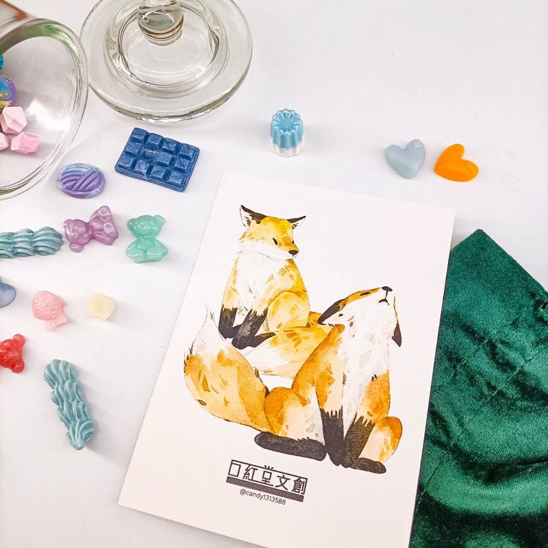 KR474_口紅堂明信片_紅狐4_candy1313588 postcard - 卡片/明信片 - 紙 多色