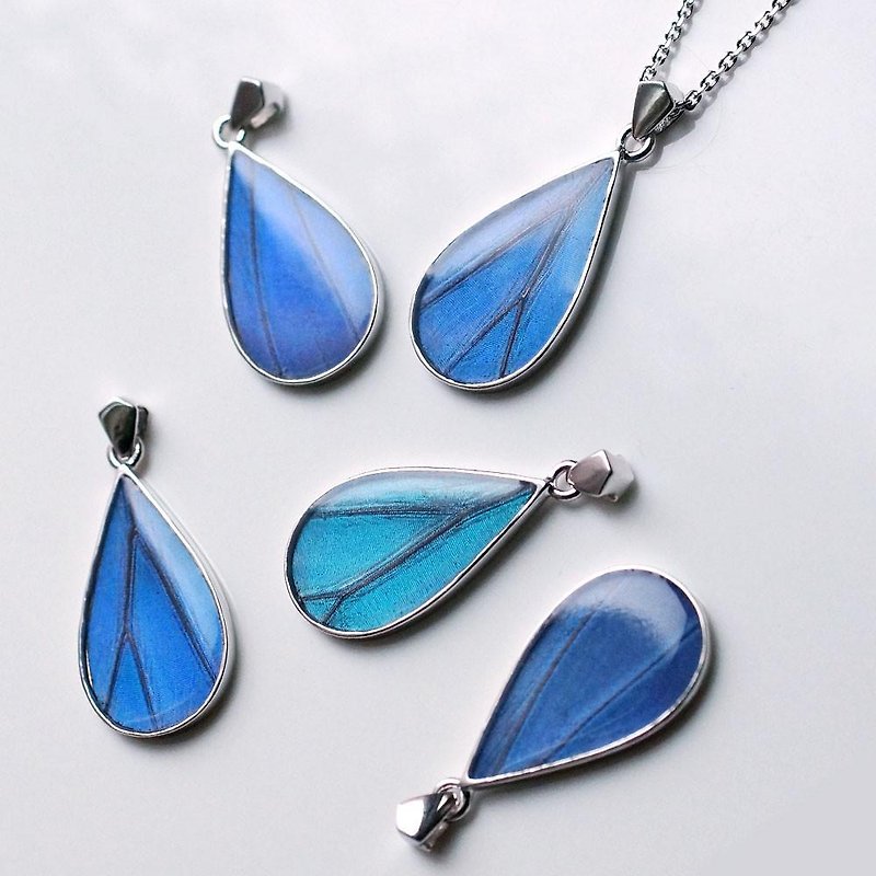 Morpho Butterfly Splash Pendant - Necklaces - Other Metals Blue
