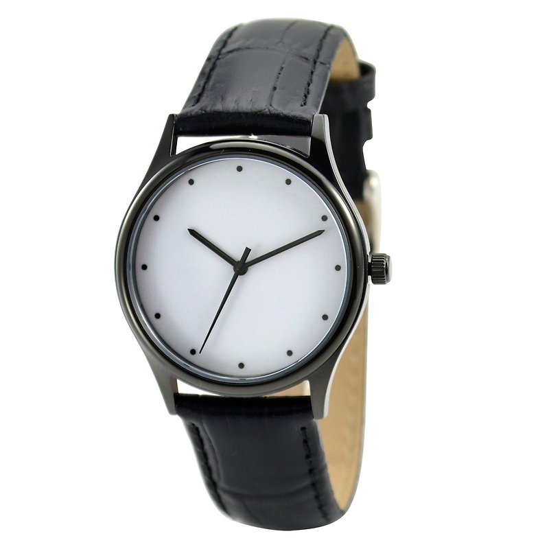 簡約手錶(圓點) 黑殼 - 中性 - 全球免運 - 女錶 - 其他金屬 黑色