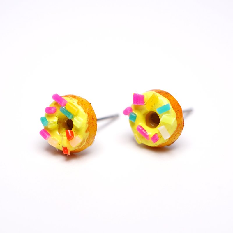 *Playful Design* Lemon Mini Donuts Earrings - Earrings & Clip-ons - Clay 