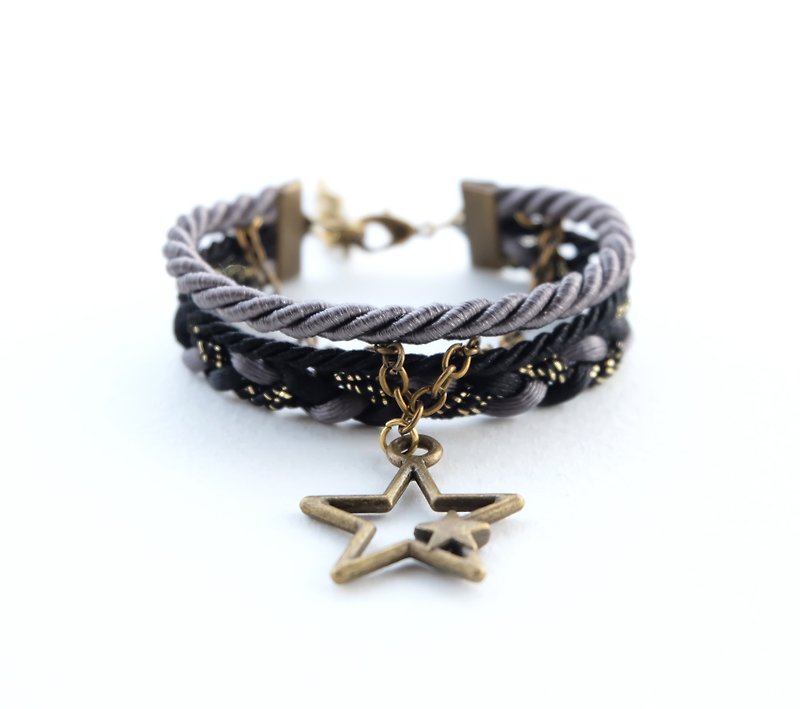 Star layered bracelet in charcoal / black / glittered black - Bracelets - Other Materials Gray