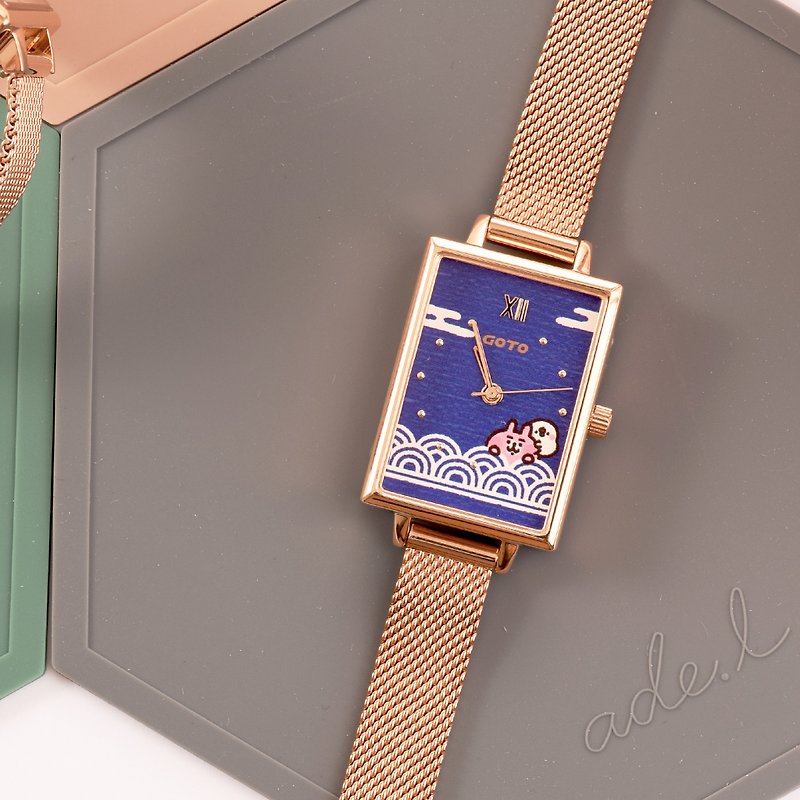 GOTOx Kanahei's Small Animals Co-branding WAGARA– Seigaiha Series – Blue - นาฬิกาผู้หญิง - สแตนเลส สีน้ำเงิน