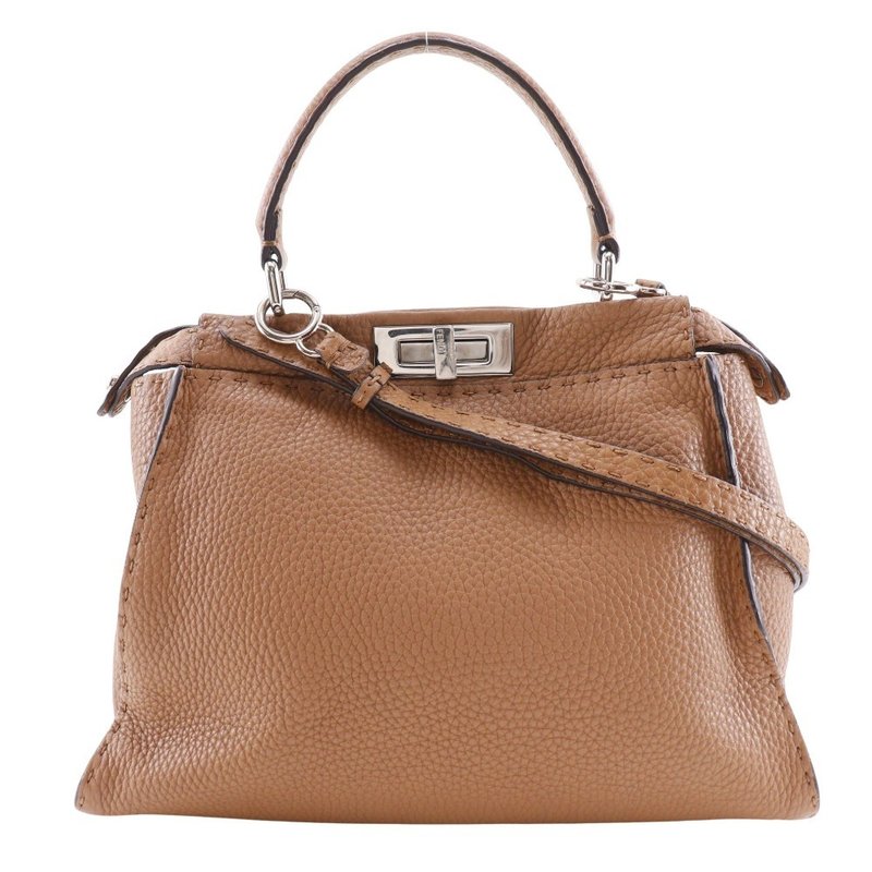 【日本直送】フェンディ FENDI ピーカブー レギュラー ハンドバッグ セレリア 2WAYショルダー 8BN226 レザー 茶 レディース【中古】 - 手提包/手提袋 - 真皮 咖啡色