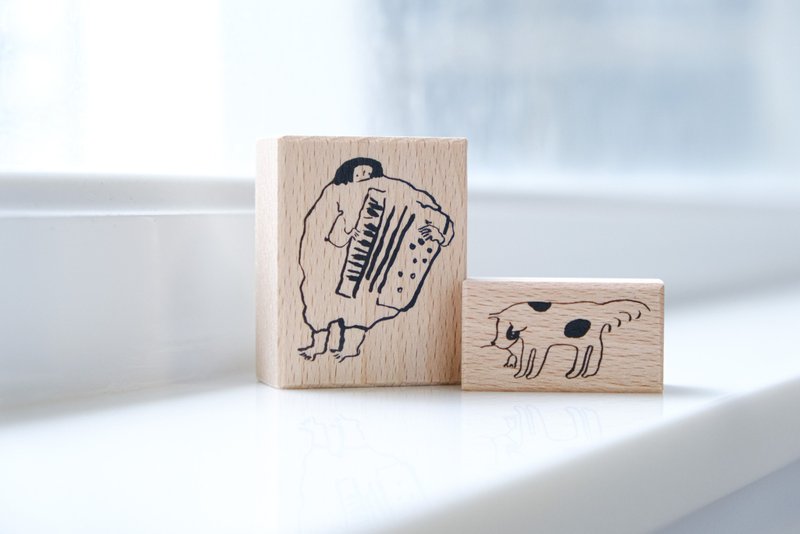 'The Accordion and A Dog' stamp set | dodolulu - ตราปั๊ม/สแตมป์/หมึก - ไม้ 