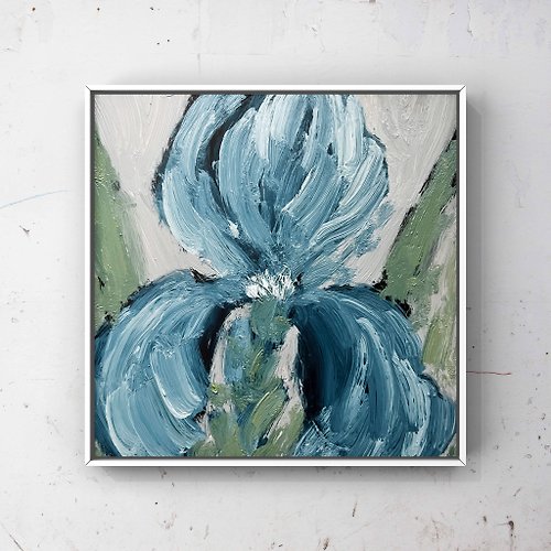 Katrin Fine Art Pastel blue Iris flower wall art Digital download poster Ukrainian artist