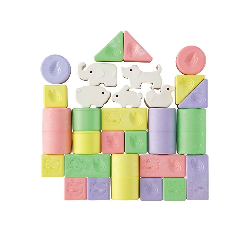 彩色米的動物積木組合(米製品玩具系列)/固齒器/新生兒禮盒/彌月 - 寶寶/兒童玩具/玩偶 - 其他材質 多色