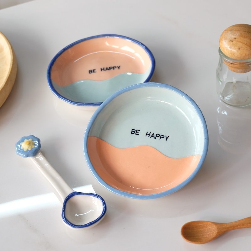 HAPPYセラミックプレート - 小皿 - 陶器 