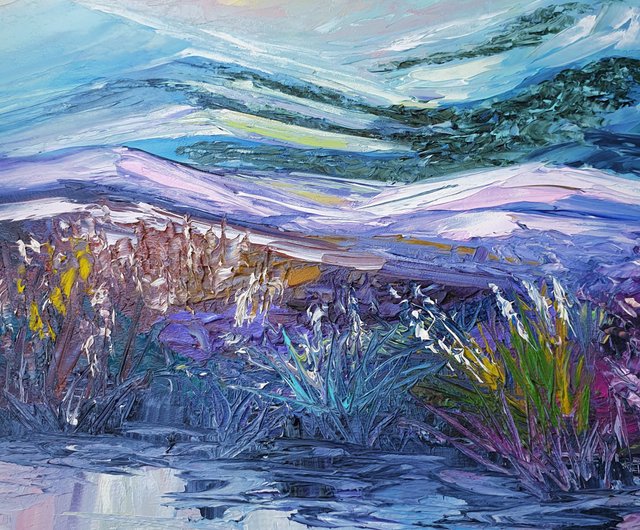 「美しき山々」　絵画　油絵 美しき山々」絵画油絵