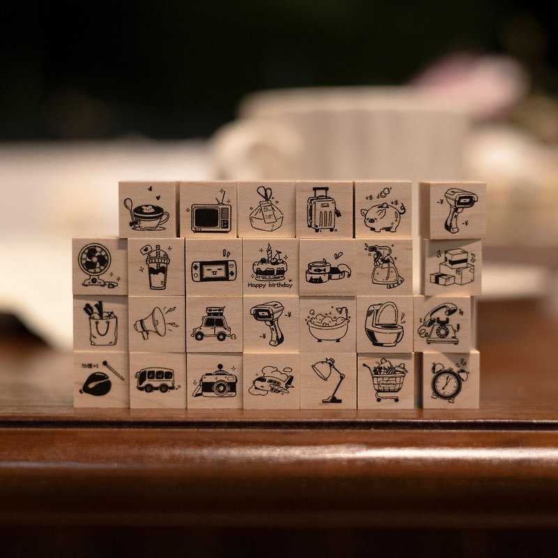 Mini stamp punch card planning functional handbook wooden stamp - ตราปั๊ม/สแตมป์/หมึก - ยาง 