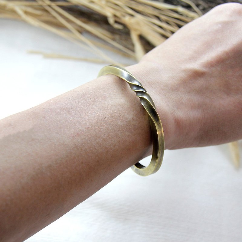 Retro spiral Bronze color bracelet - (6mm Male Edition) - สร้อยข้อมือ - ทองแดงทองเหลือง สีกากี