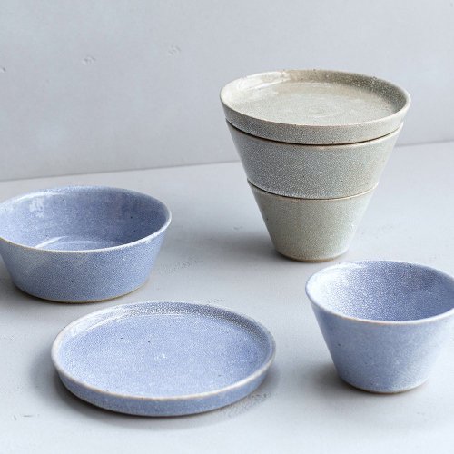 KIKIME kasane 梅花皮紋路 缽盤 3 層 日本陶器 木箱禮盒組