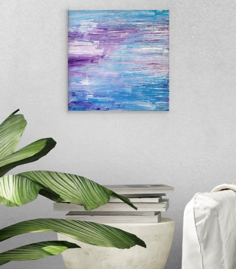 Blue sky abstraction wall decor Abstract sea ocean painting Minimalist wall art - 壁貼/牆壁裝飾 - 壓克力 藍色