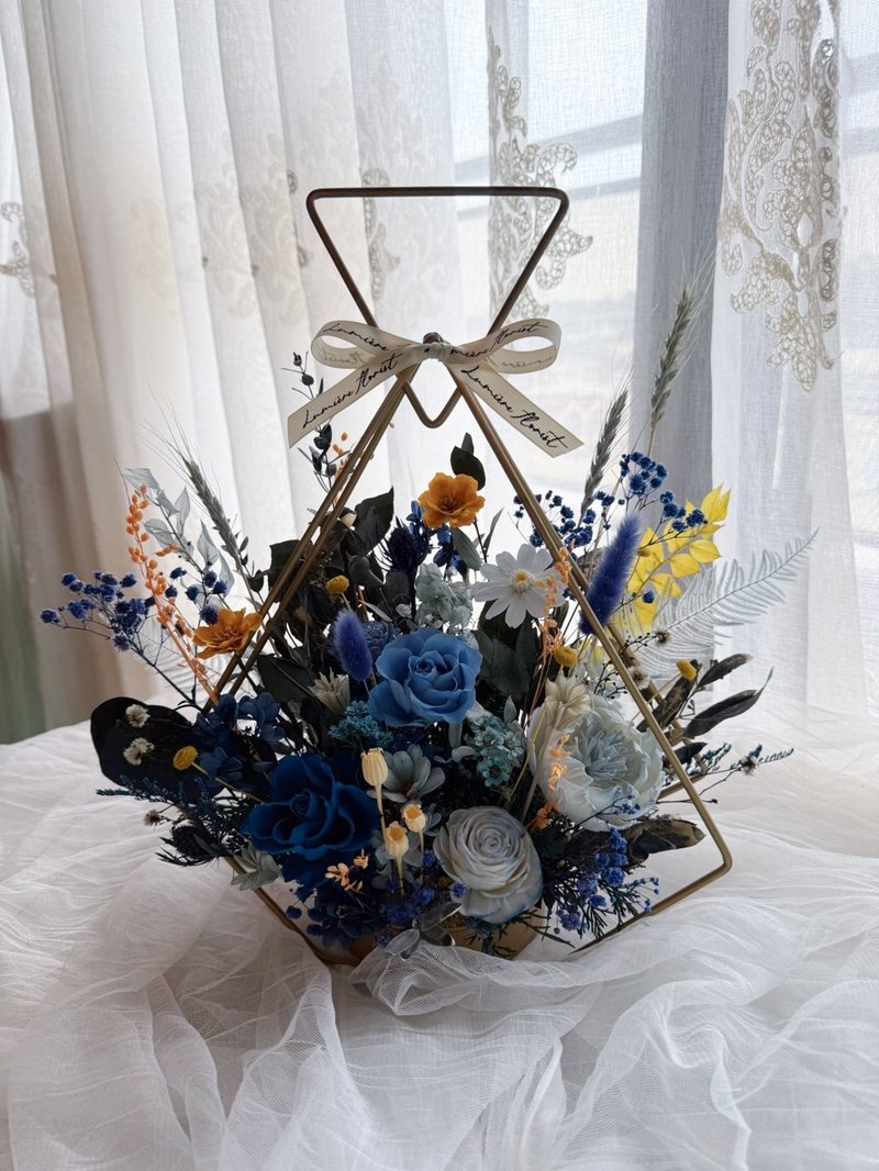 Everlasting Opening Table Flower Opening Ceremony Contrast Color Table Flower Blue Table Flower Customizable Color System Housewarming Gift - Dried Flowers & Bouquets - Other Materials Multicolor