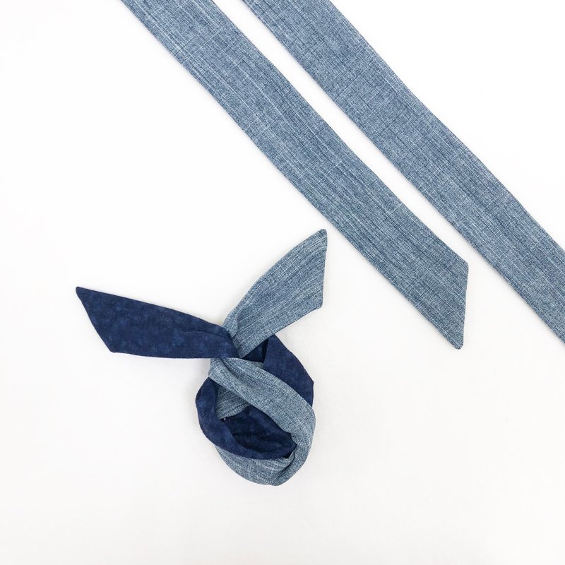 Blue Is Your Favorite Color/ Blue Rendering/ Soft Wire Hair Band Headband - ที่คาดผม - ผ้าฝ้าย/ผ้าลินิน 