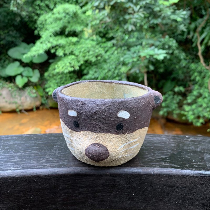 A Lu 水獺陶盆栽器/杯器/禮物/手做手繪/美國進口高砂陶 僅此一件 - 盆栽/植栽 - 陶 多色