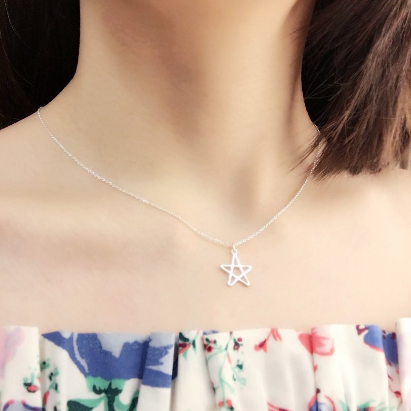 Summer star sterling silver clavicle chain with silver cloth - singjuv exclusive order - Necklaces - Sterling Silver Silver