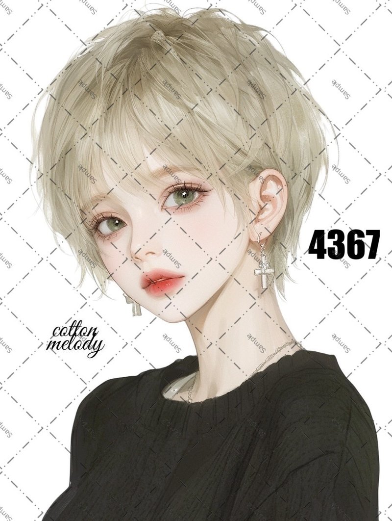 original sticker no.4367 人物ステッカー オリジナルステッカー オリジナル人物ステッカー 装飾ステッカー cotton melody - 貼紙 - 紙 