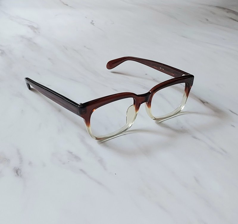 Showa Era•Japanese Vintage Thick Caramel Two-Color Gradient Plastic Frame Glasses Old Frame - กรอบแว่นตา - พลาสติก 