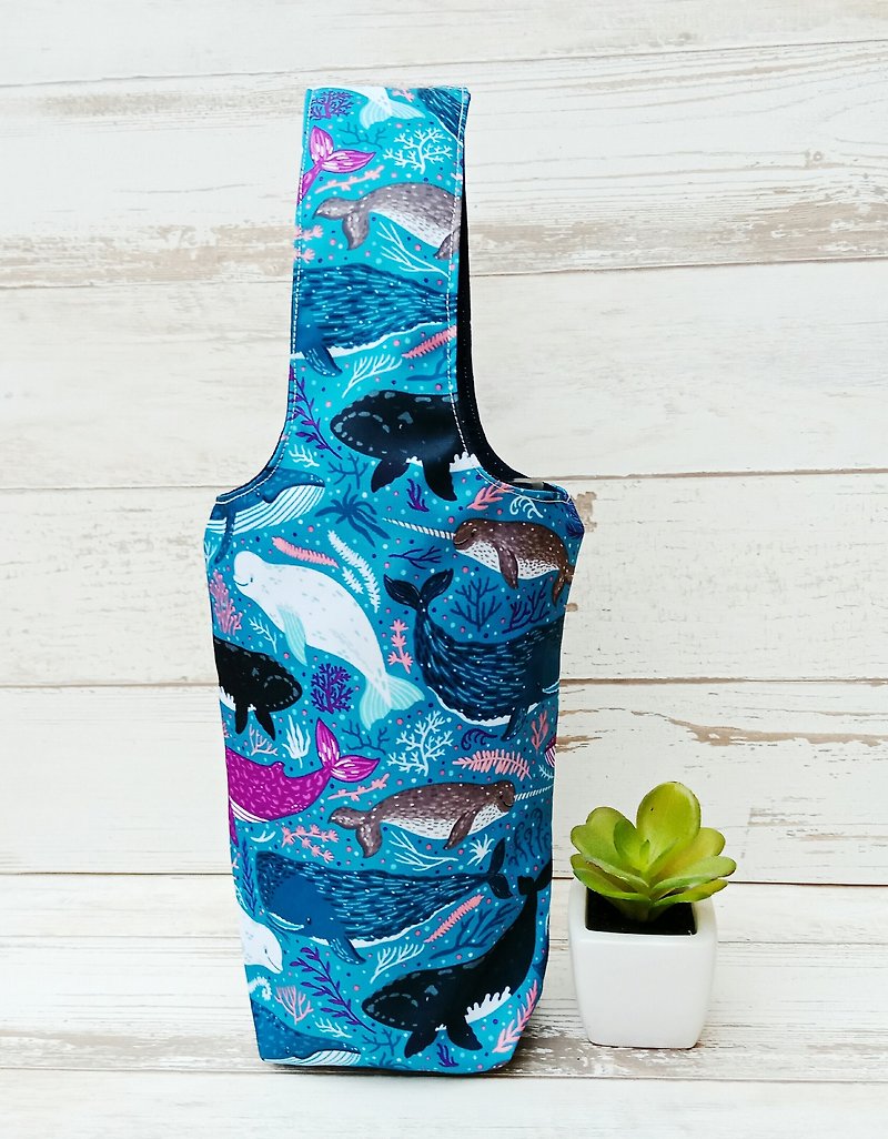 [Iceba Cup. Beverage Bag] 316.304 Stainless Steel Bottle Applicable - Blue Dolphin - Beverage Holders & Bags - Cotton & Hemp Blue