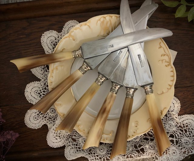 テーブルナイフ 8本セット フランス アンティークショップ購入 角の柄