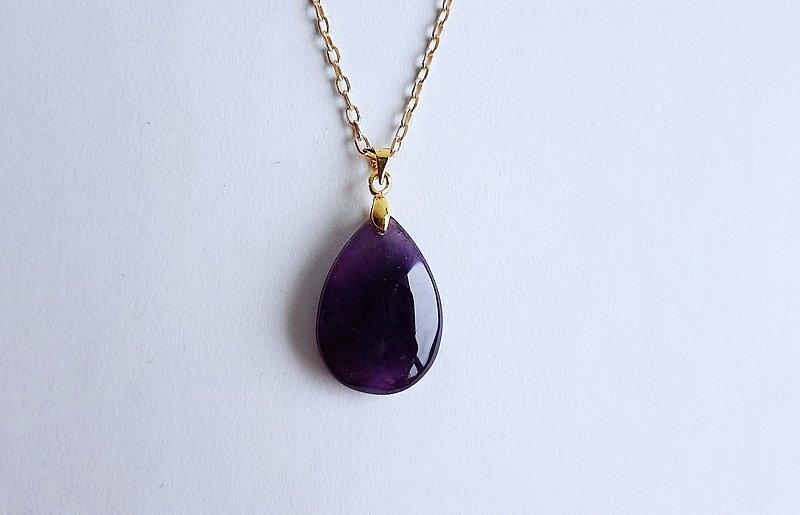 Gemstone Natural Ore Amethyst Brass Pendant - Necklaces - Gemstone Purple
