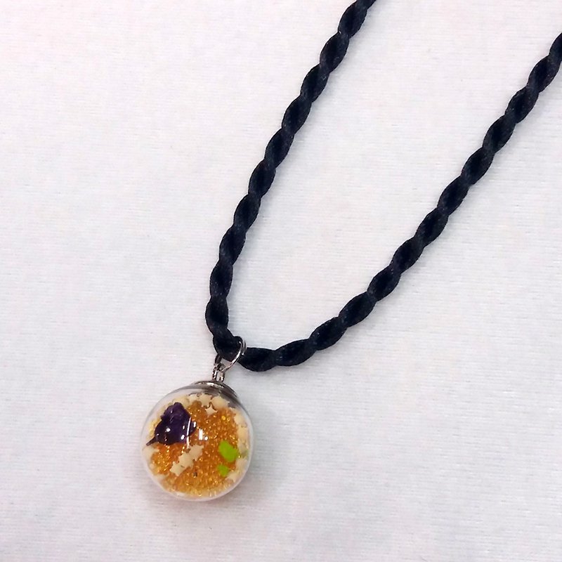 Dream Baby Star Ball Necklace (Orange/Small Flower) - สร้อยคอ - แก้ว สีเหลือง