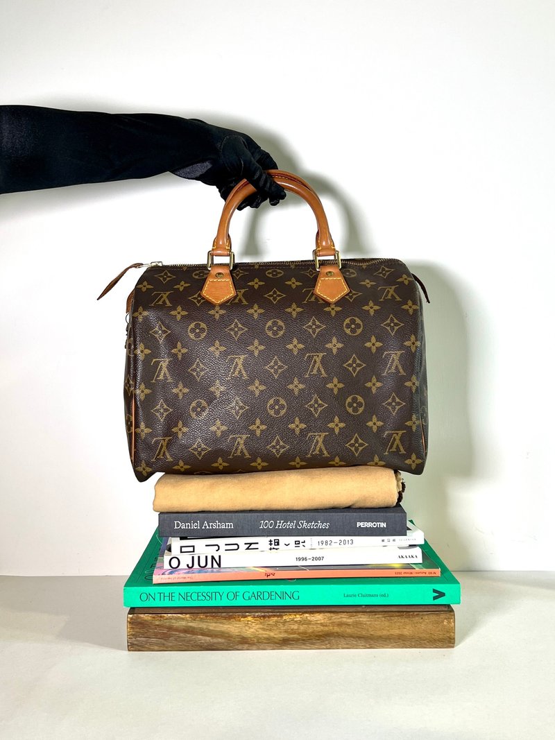 LV speedy 30 啡色老花金色鎖頭手袋大容量手提包 日出中古二手 - 手提包/手提袋 - 真皮 咖啡色