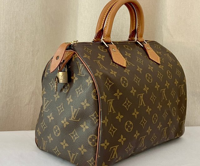 LV speedy 30 brown presbyopic gold lock handbag large capacity handbag sunrise second hand Shop RARE TO GO VINTAGE Select Shop Handbags Totes Pinkoi