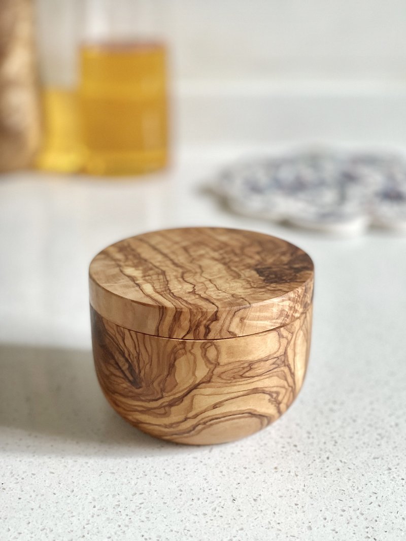 Handcrafted Olive Wood Magnet Salt Cellar - Food Storage - Wood 