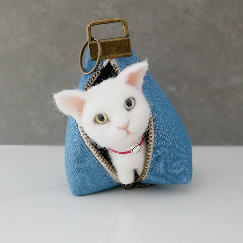 Wool Felt Denim Takeaway Pet Bag Customized Valentine's Day Christmas Gifts Customized Pets - ตุ๊กตา - ขนแกะ ขาว