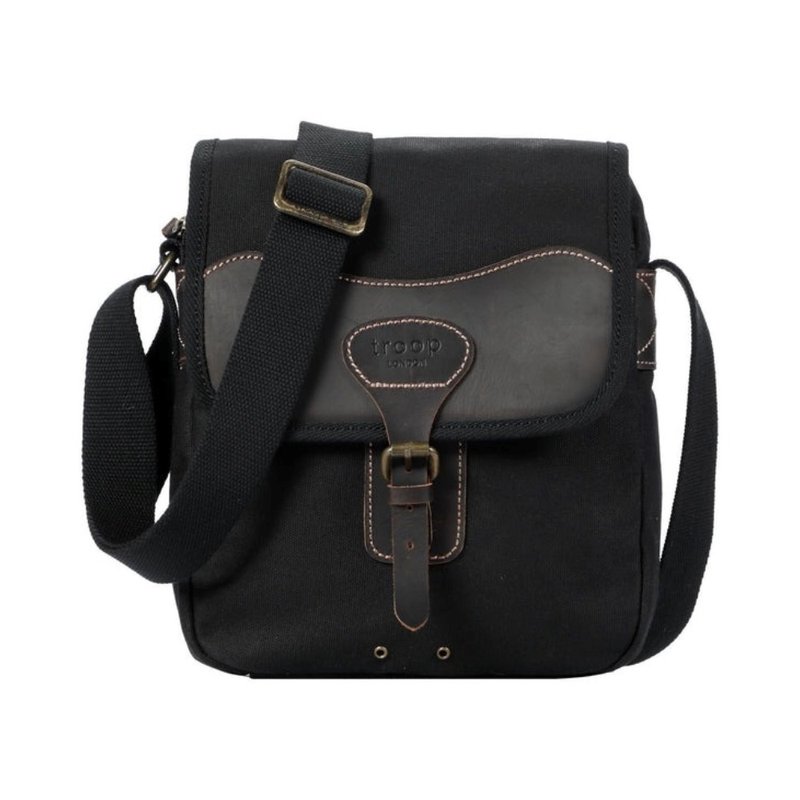 TRP0543 Troop London HERITAGE Canvas Crossbody Bag (Black) - กระเป๋าแมสเซนเจอร์ - วัสดุกันนำ้ 