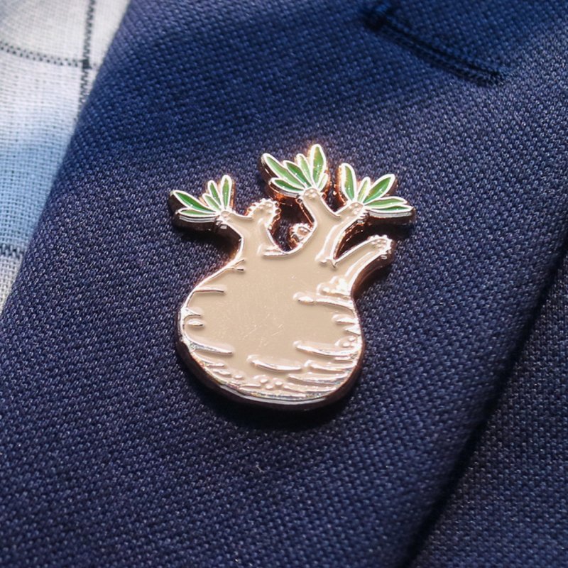 Pachypodium gracilius  - Strong Magnetic Badge - Foliage Plant - Badges & Pins - Other Metals Khaki